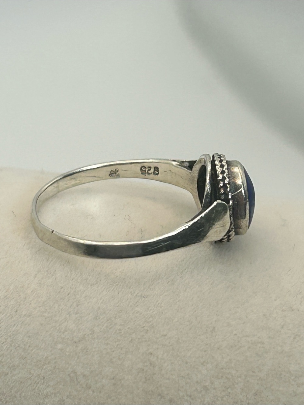 Sterling Silver Blue Lapis Ring Size 7.5 Stamped 925 Oval Stone - Picture 6 of 10